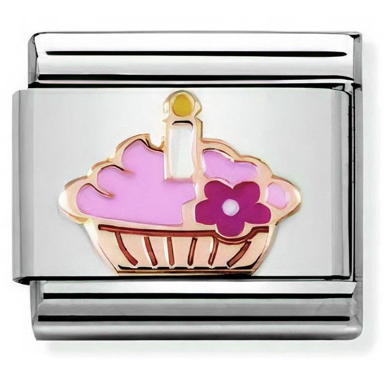 Cupcake with Candle Rosegold Charm
