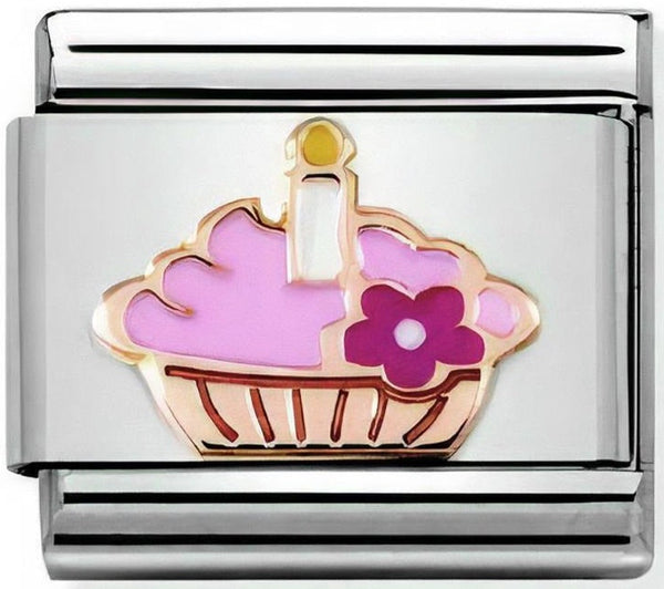 Food & Drinks - Cupcake with Candle Rosegold Charm