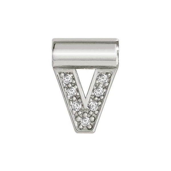 Seimia - Letter V with CZ Silver Pendant