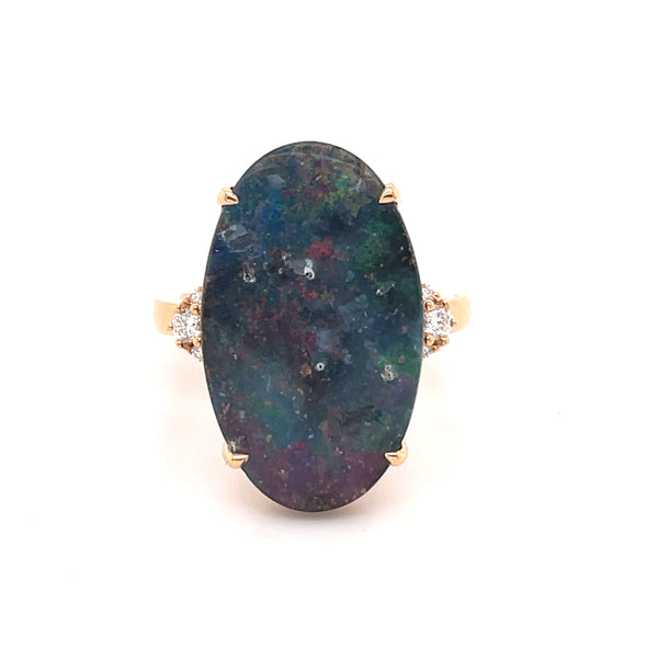 Black Fire Opal Ring