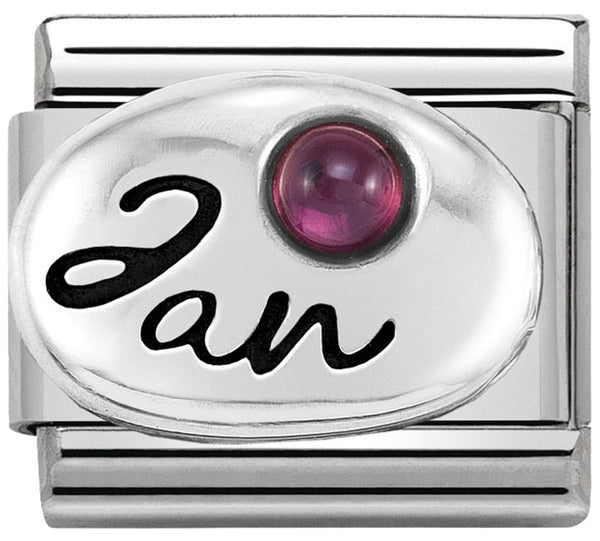 Birthstone - January (Garnet) Silver Charm