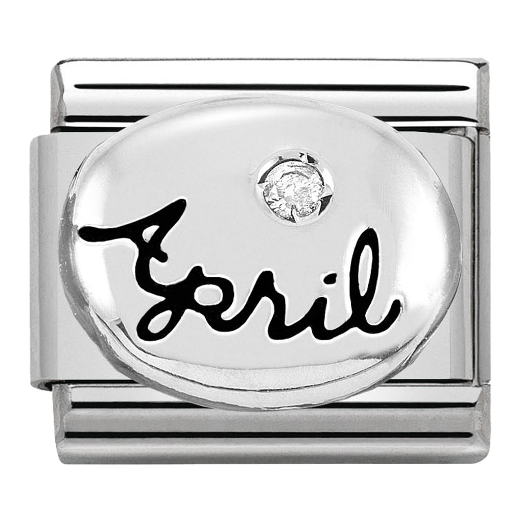 April (Diamond) Birthstone Silver Charm