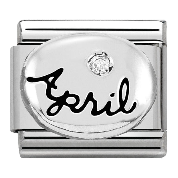 April (Diamond) Birthstone Silver Charm