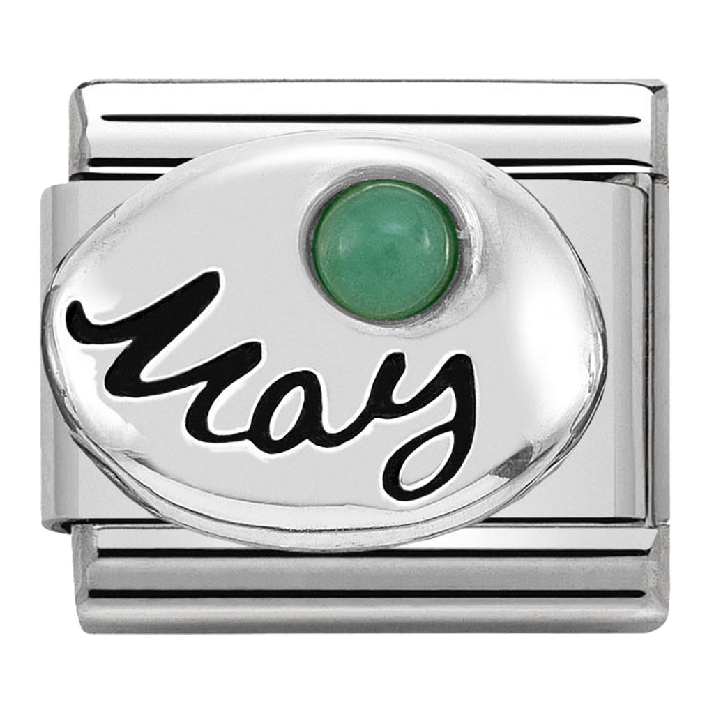 May (Emerald) Birthstone Silver Charm