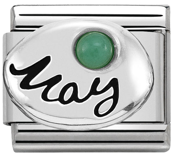 Birthstone - May (Emerald) Silver Charm