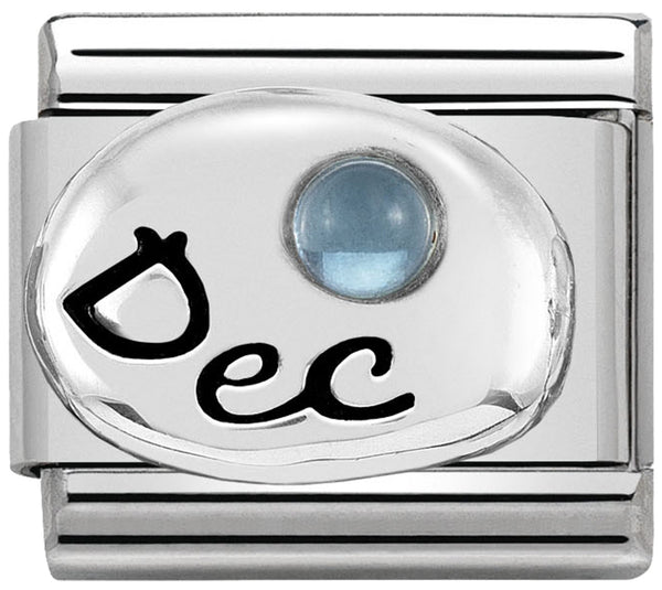 Birthstone - December (Light Blue Topaz) Silver Charm