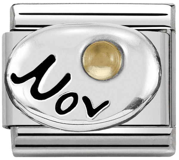 Birthstone - November (Citrine) Silver Charm