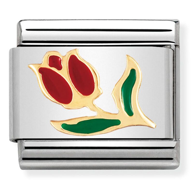 Nature - Red Tulip Enamel Gold Charm