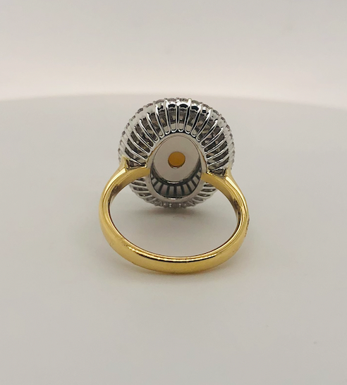 White Opal Halo Yellow Gold Ring