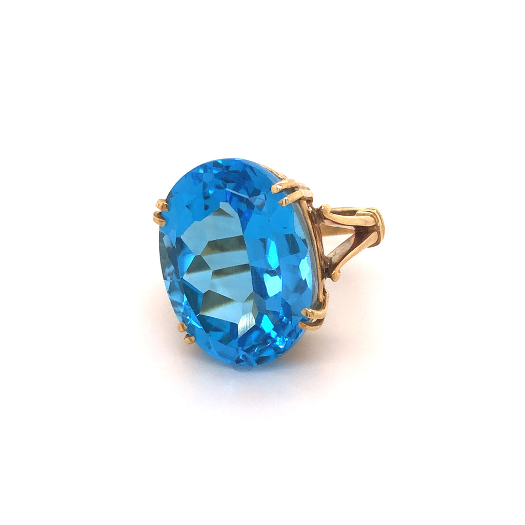 Vintage Sterling Silver Blue Topaz Ring - Unique Gold & Diamonds